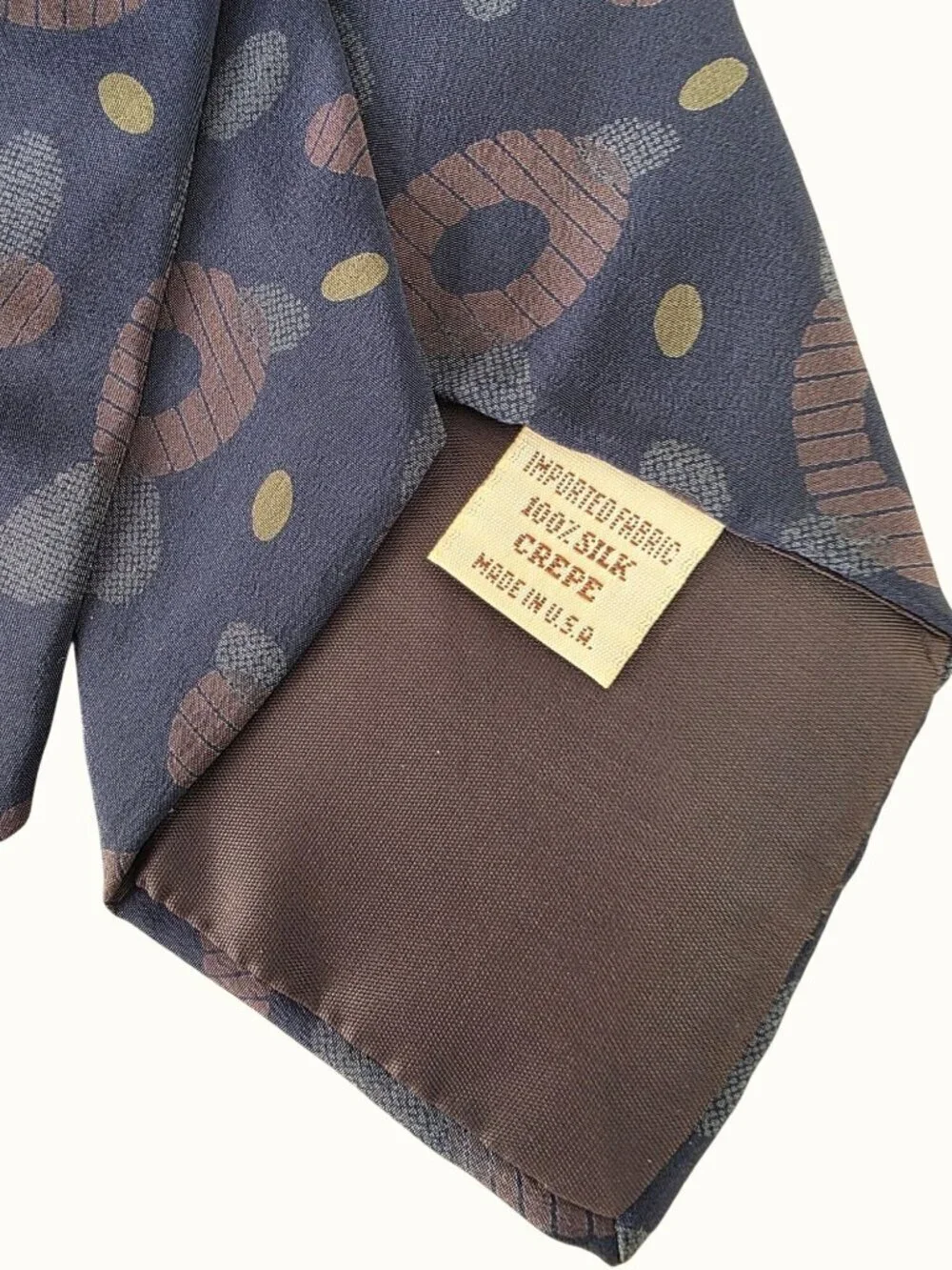YSL Vintage 90s Tie Blu-Gray Brown Abstract Spot Pebble Silk Necktie 3.5”
